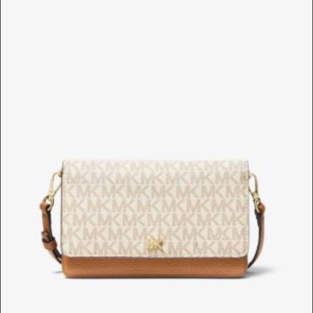 Logo And Leather Convertible Crossbody Bag